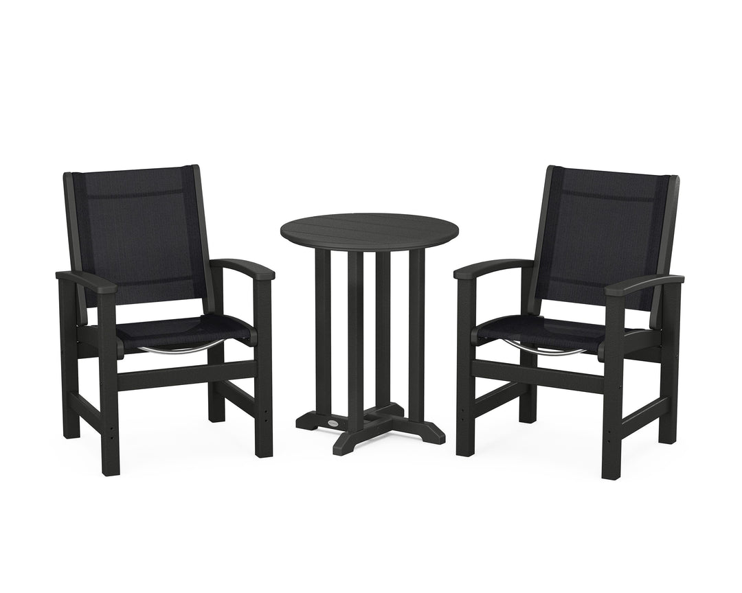 POLYWOOD® Coastal 3-Piece Round Bistro Dining Set