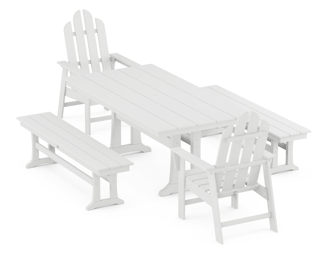 POLYWOOD® Long Island 5-Piece Farmhouse Dining Set With Trestle Legs