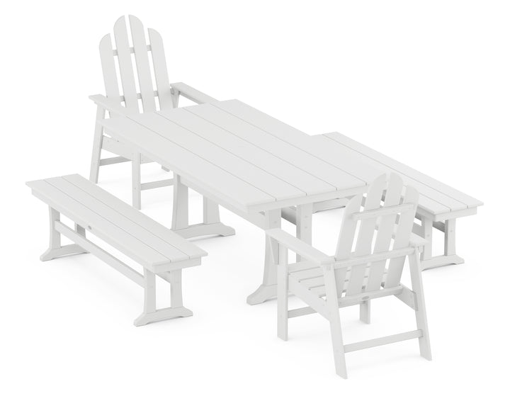 POLYWOOD® Long Island 5-Piece Farmhouse Dining Set With Trestle Legs