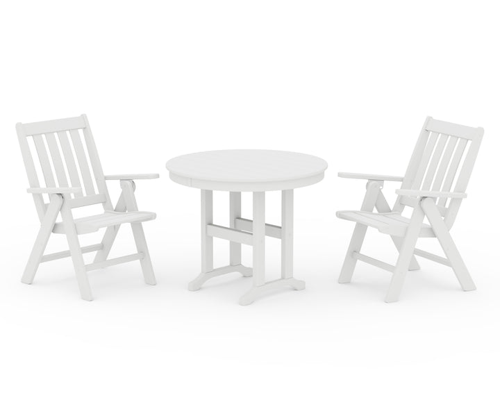 POLYWOOD® Vineyard Folding Chair 3-Piece Round Dining Set