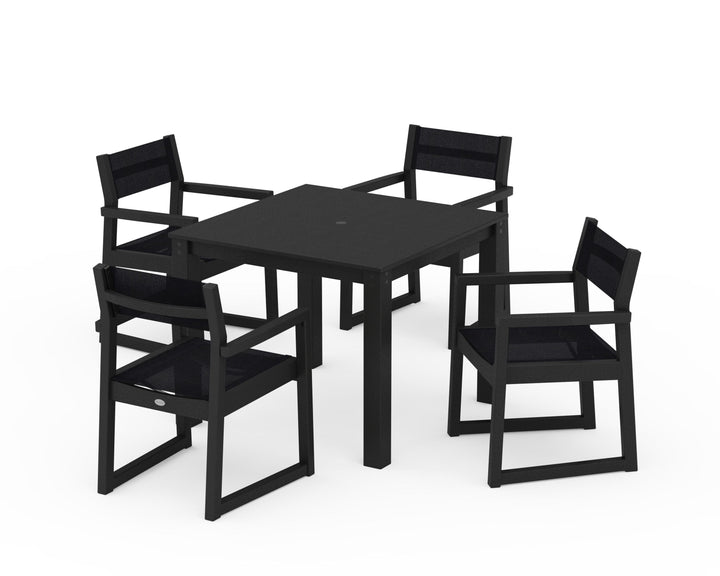 POLYWOOD® EDGE Sling Arm Chair 5-Piece Parsons Dining Set