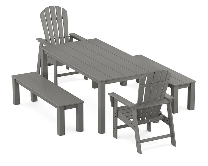 POLYWOOD® South Beach 5-Piece Parsons Dining Set with Benches