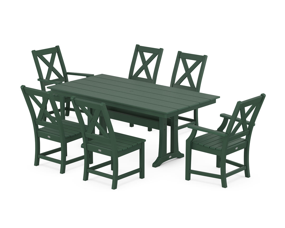 POLYWOOD® Braxton 7-Piece Farmhouse Dining Set With Trestle Legs