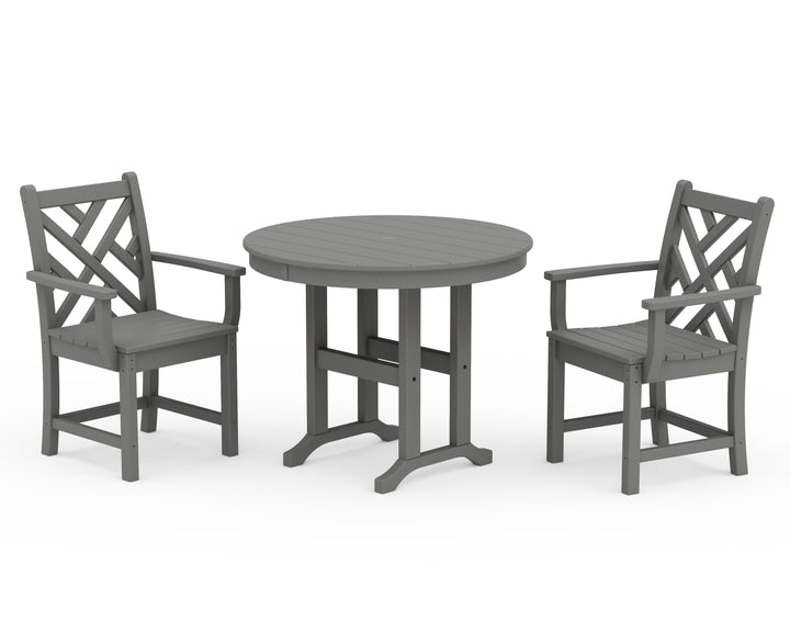 POLYWOOD® Chippendale 3-Piece Round Dining Set