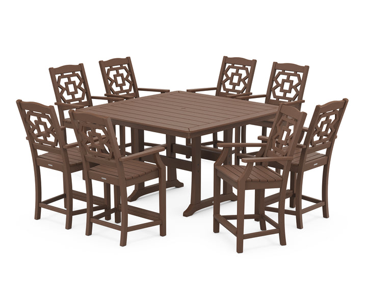 Martha Stewart by POLYWOOD® Chinoiserie 9-Piece Square Counter Set with Trestle Legs