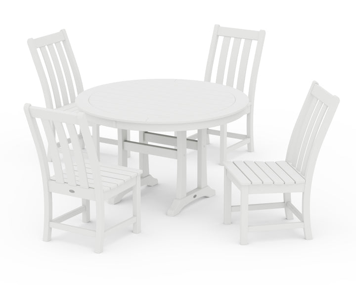 POLYWOOD® Vineyard Side Chair 5-Piece Round Dining Set With Trestle Legs