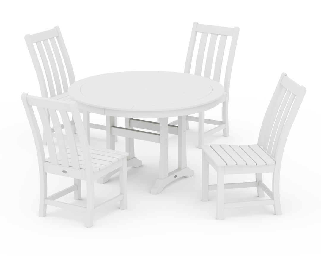 POLYWOOD® Vineyard Side Chair 5-Piece Round Dining Set With Trestle Legs