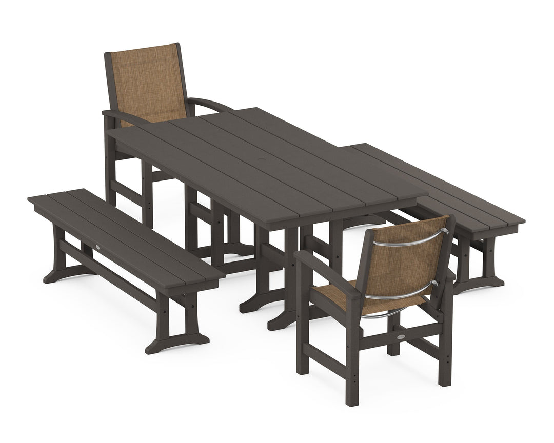 POLYWOOD® Coastal 5-Piece Farmhouse Dining Set