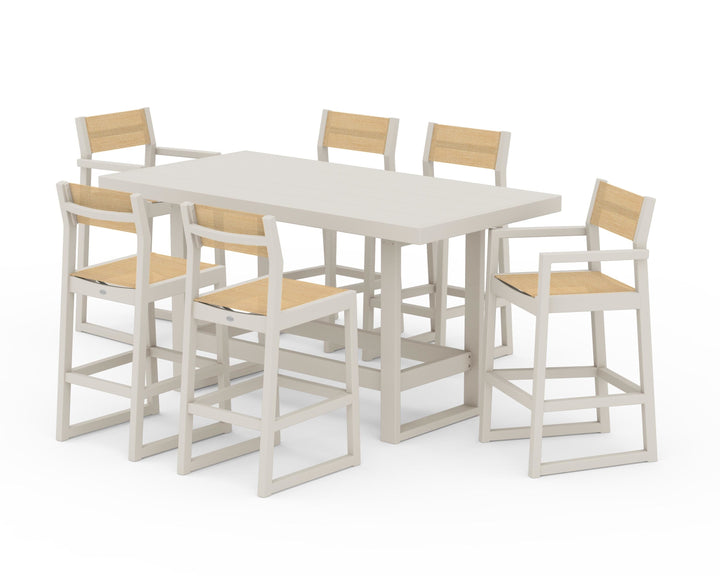 POLYWOOD® EDGE Sling 7-Piece Bar Table Set