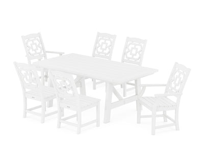 Chinoiserie 7-Piece Rustic Farmhouse Dining Set