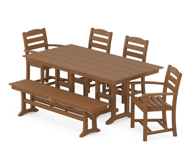 La Casa CafŽ 6-Piece Farmhouse Dining Set with Bench