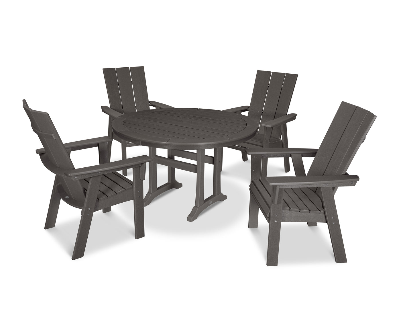 Modern Curveback Adirondack 5-Piece Nautical Trestle Dining Set