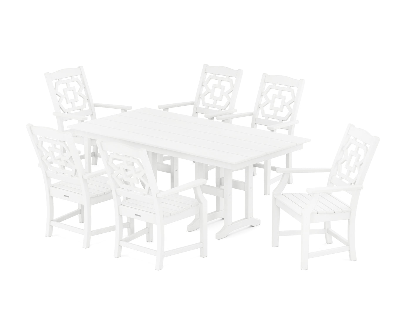 Chinoiserie Arm Chair 7-Piece Farmhouse Dining Set