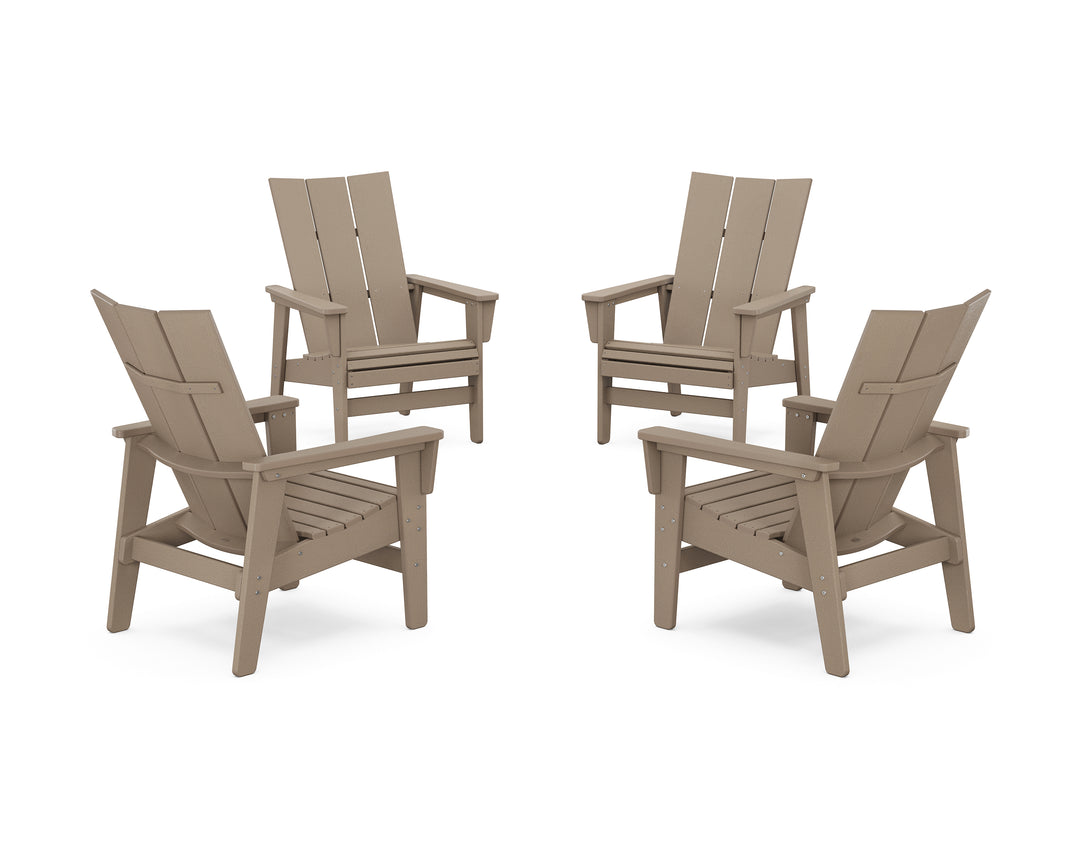 POLYWOOD® 4-Piece Modern Grand Upright Adirondack Chair Conversation Set