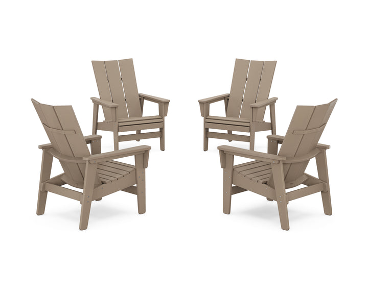 POLYWOOD® 4-Piece Modern Grand Upright Adirondack Chair Conversation Set