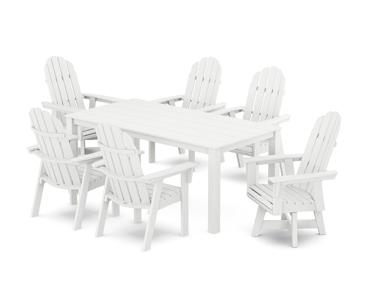 POLYWOOD® Vineyard Curveback Adirondack 7-Piece Parsons Swivel Dining Set