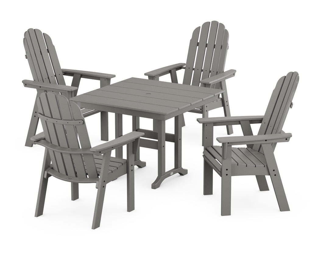 POLYWOOD® Vineyard Curveback Adirondack 5-Piece Farmhouse Dining Set