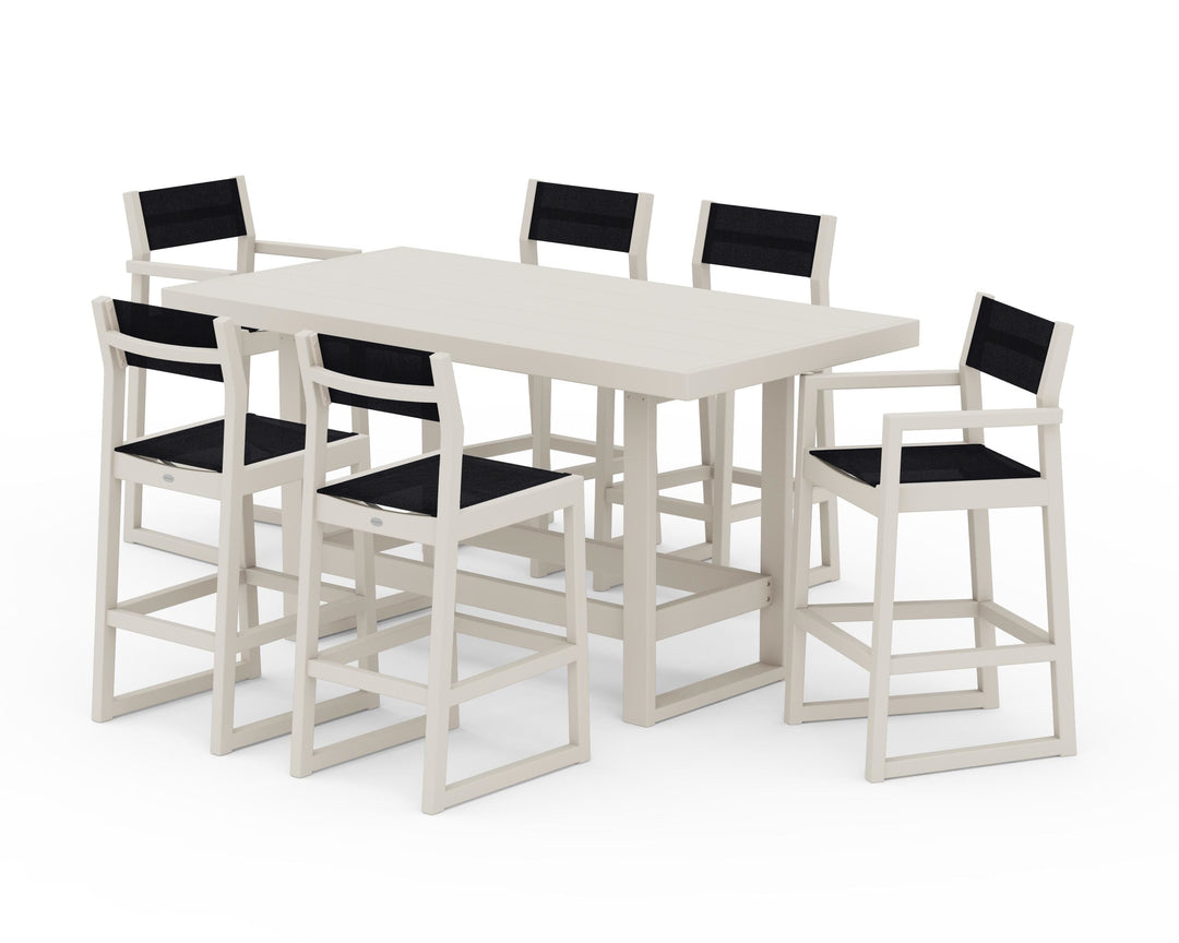 POLYWOOD® EDGE Sling 7-Piece Bar Table Set