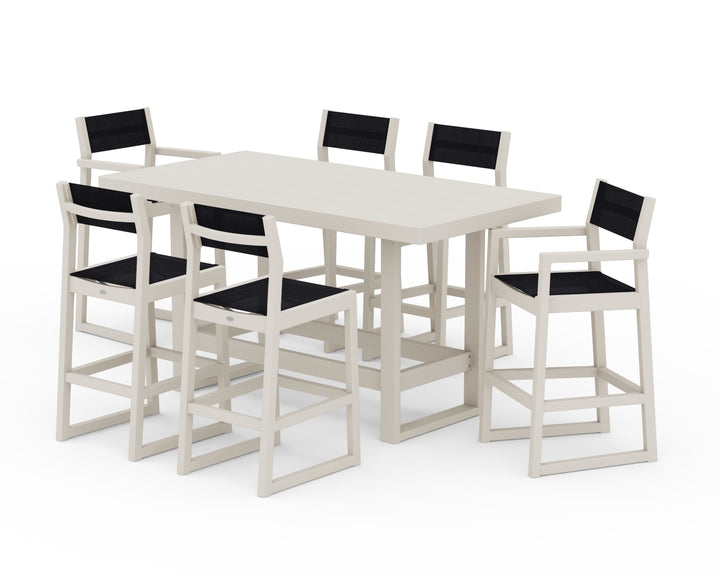 POLYWOOD® EDGE Sling 7-Piece Bar Table Set