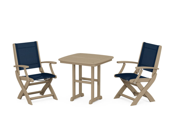 POLYWOOD® Coastal Folding Chair 3-Piece Dining Set
