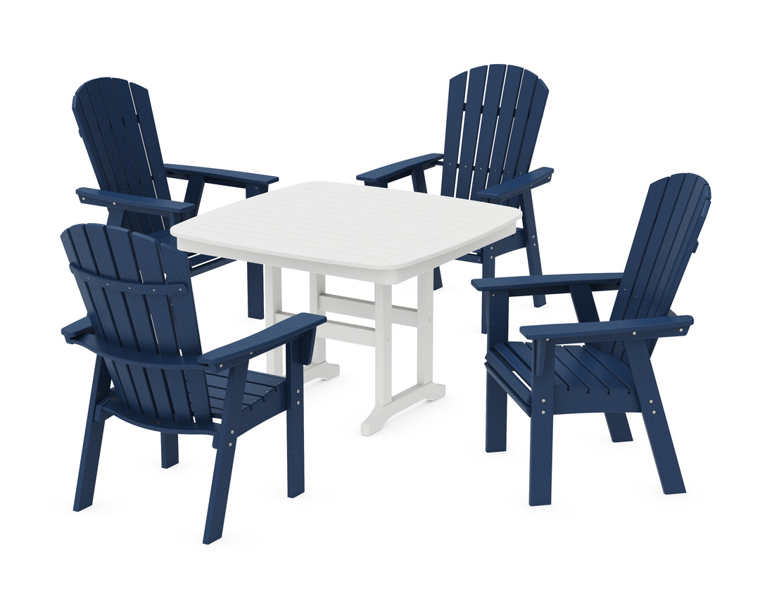 POLYWOOD® Nautical Curveback Adirondack 5-Piece Dining Set