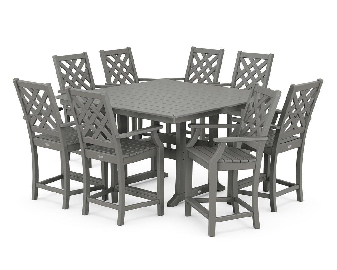 Country Living Wovendale 9-Piece Square Counter Set with Trestle Legs