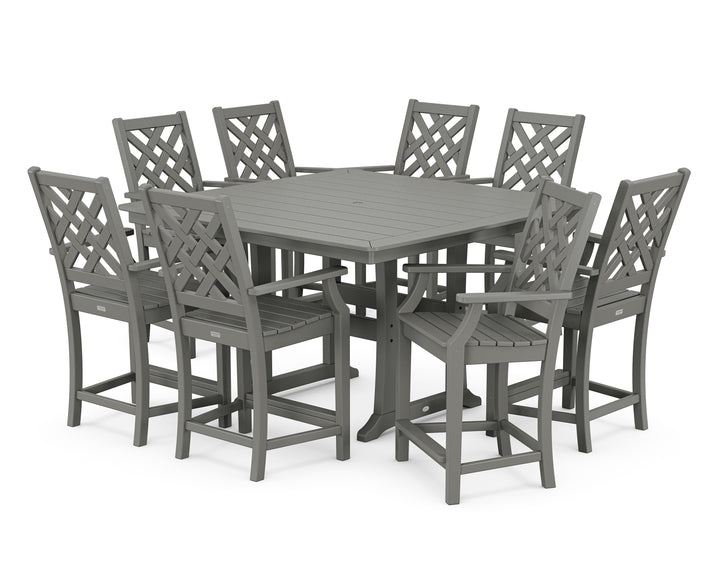 Country Living Wovendale 9-Piece Square Counter Set with Trestle Legs