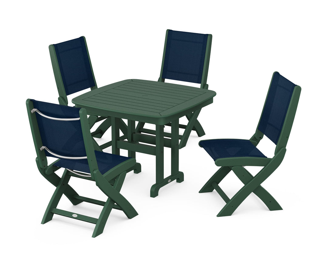 POLYWOOD® Coastal Folding Side Chair 5-Piece Dining Set