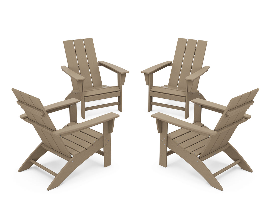 POLYWOOD® 4-Piece Modern Adirondack Chair Conversation Set