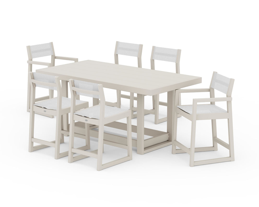 POLYWOOD® EDGE Sling 7-Piece Counter Table Set