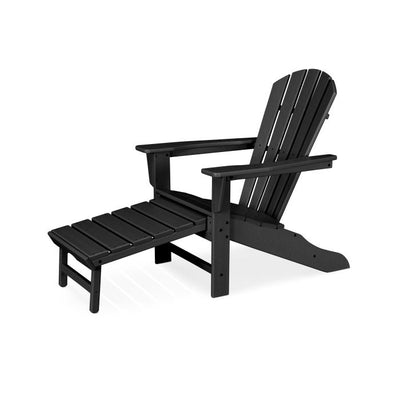 Palm Coast Ultimate Adirondack with Hideaway Ottoman - Black - Express Delivery