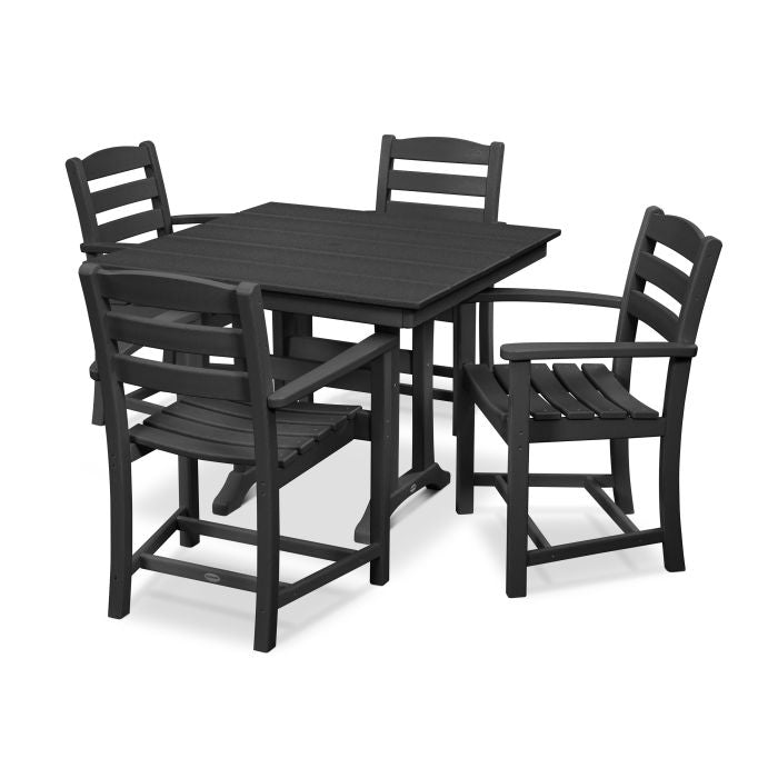 La Casa Cafe 5-Piece Farmhouse Trestle Arm Chair Dining Set