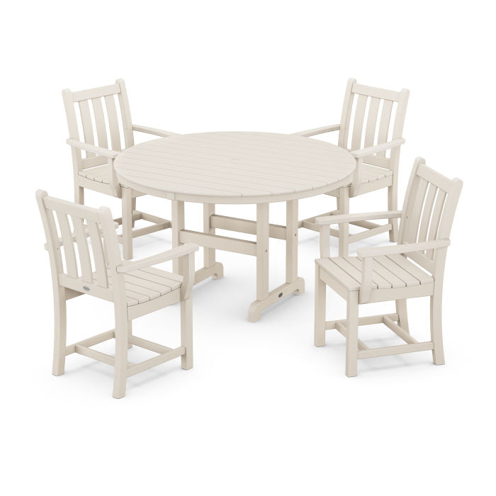 Traditional Garden 5-Piece Round Farmhouse Dining Set in Sand - ED